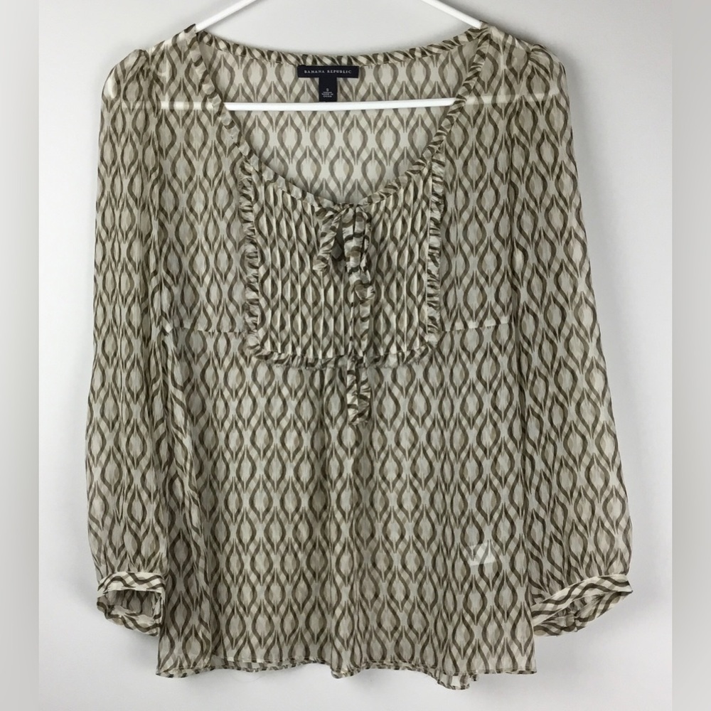 Banana Republic Silk Tie-Front Top Size Small
